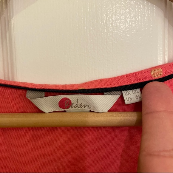 Boden Melinda Jersey Dress in Coral Sunset Foil Spot 6 Long - Picture 4 of 9